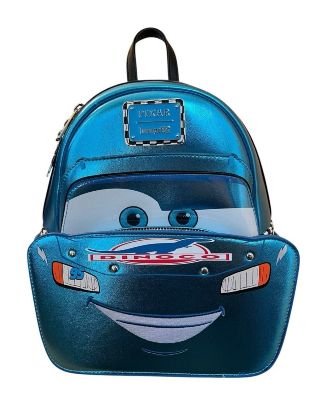 Loungefly Disney Cars Blue Metallic Dinoco Lightning Mcqueen Mini Backpack